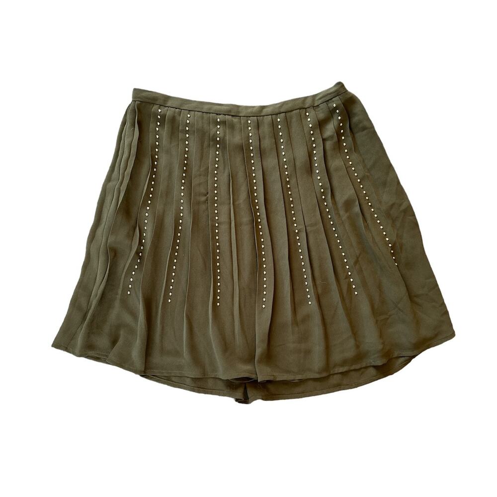 Michael Kors Army Green Studded Pleated Skirt Size 4